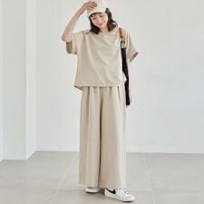 【セットアイテム】リネンタッチTブラウスセットアップ