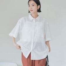強撚シアーボイルハーフスリーブシャツ