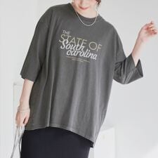 ピグメントドッキング布帛五分袖Tシャツ