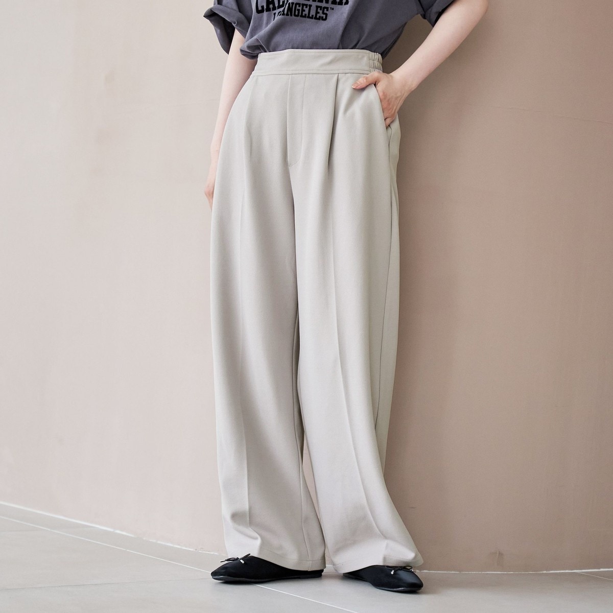 mila owen / ラップタックワイドパンツ(アイボリー) Mila Owen｜【WEB限定00サイズ】ラップタックワイドパンツ