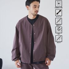 ハイカーテックノーカラージャケット【防シワ/ストレッチ/撥水/ウォッシャブル】