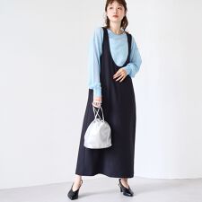 【UVカット / 防シワ / ストレッチ】カットジョーゼットUネックジャンスカ