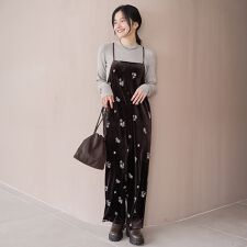 フラワー刺繍ベロアサロペット