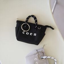 coen（コーエン） ロゴ ポリキャンバストートバッグチャーム XS