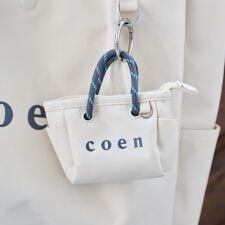 【再入荷・新色登場】coen（コーエン） ロゴ ポリキャンバストートバッグチャーム XS