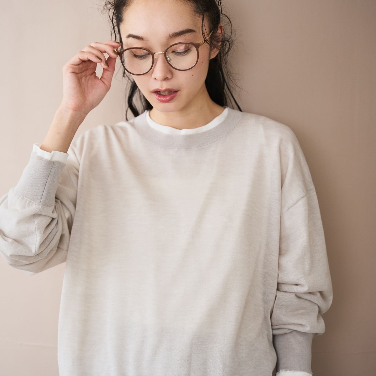 [�}���C]�yUV�J�b�g�z�I�[�^���V�A�[�N���[�l�b�N�j�b�g/�R�[�G���icoen�j LT.GRAY