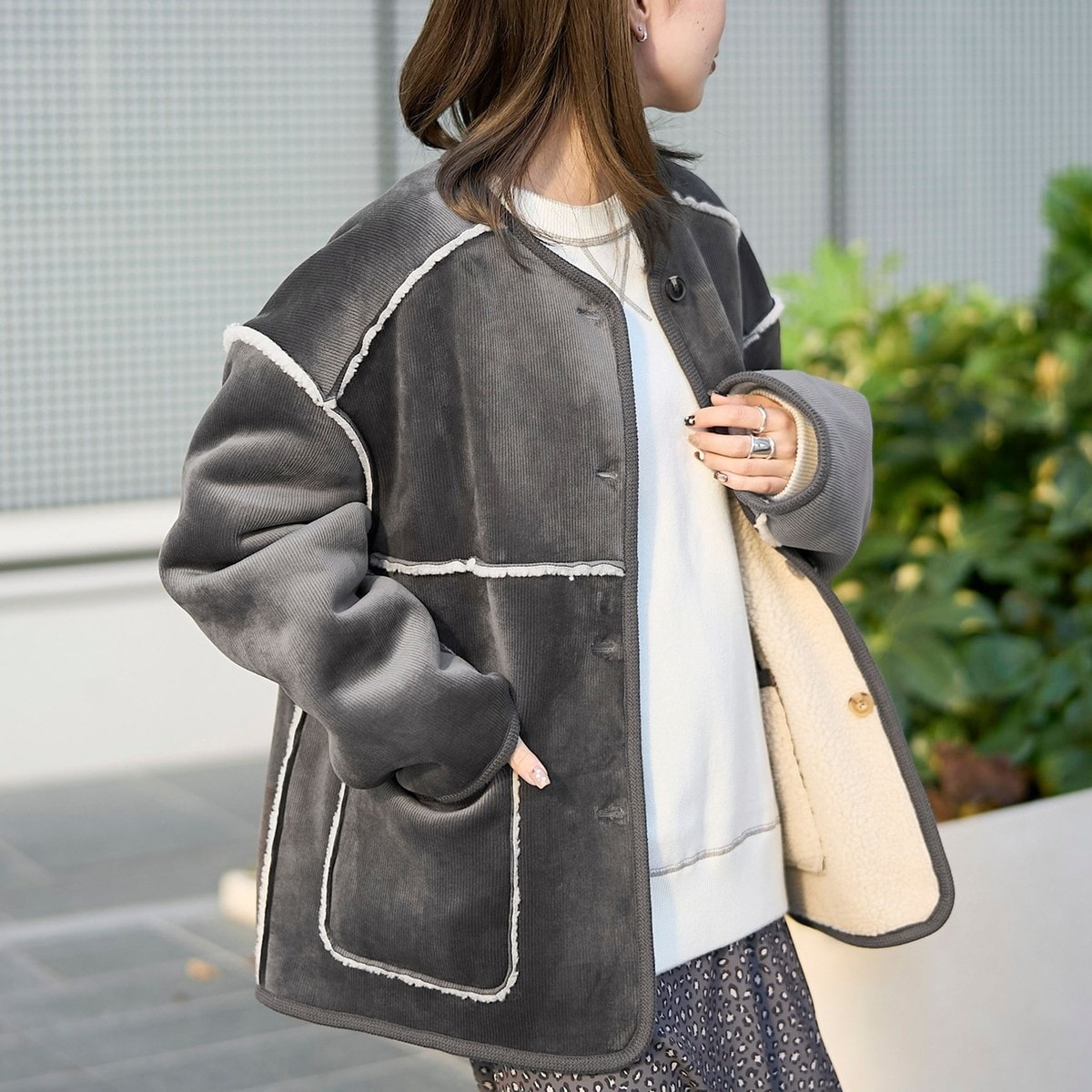 リバーシブル ノーカラーコーデュロイブルゾン | コーエン(coen