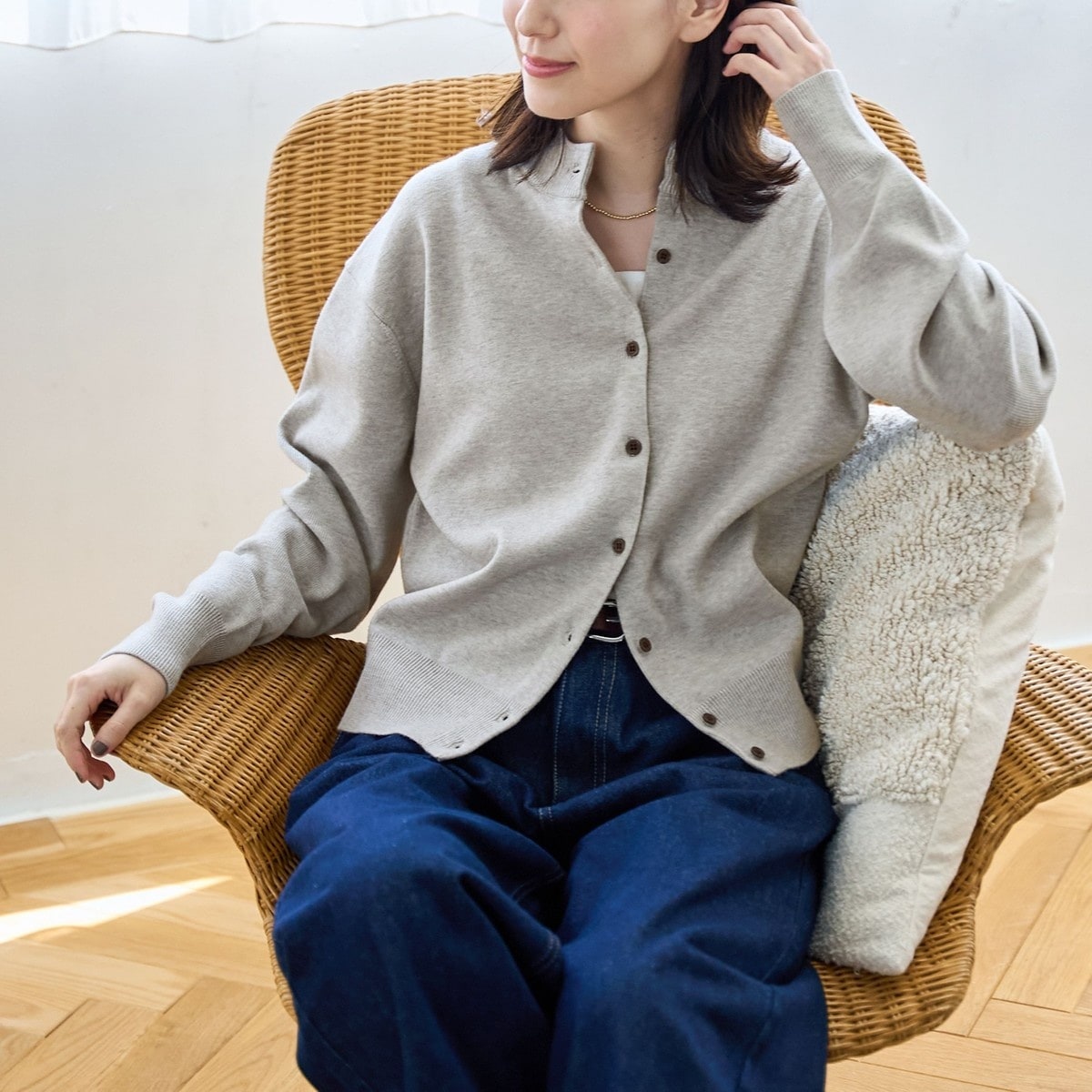 モチモチモックネック ウォッシャブルニットカーディガン | コーエン