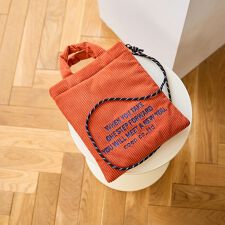 ロゴ刺繍コーデュロイショルダーバッグ