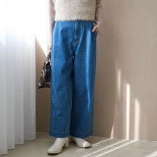 裏起毛ワイドデニムパンツ