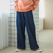 裏起毛ワイドデニムパンツ