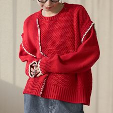 配色ステッチパッチワークニット