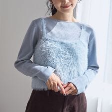 【セットアイテム】ウォッシャブル シャギーニットキャミセット