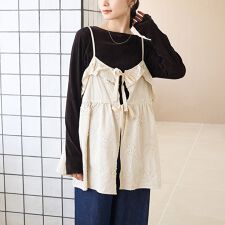 コーエン(coen)の3Dフラワー刺繍 コーデュロイキャミソール