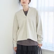 【セットアイテム】2wayヘンリーネック裏毛プルオーバー ボーダーロンTセット