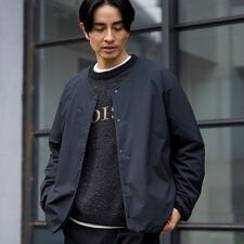 ウィンドブロックノーカラーカーデ【撥水、防風、抗菌防臭（中綿）】