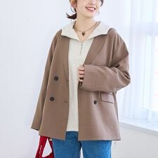 リネンライク ダブルブレストテーラードジャケット