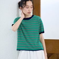 マルチボーダー 半袖サマーニット