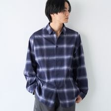 楽はおりオンブレチェックシャツ【ストレッチ、防シワ】