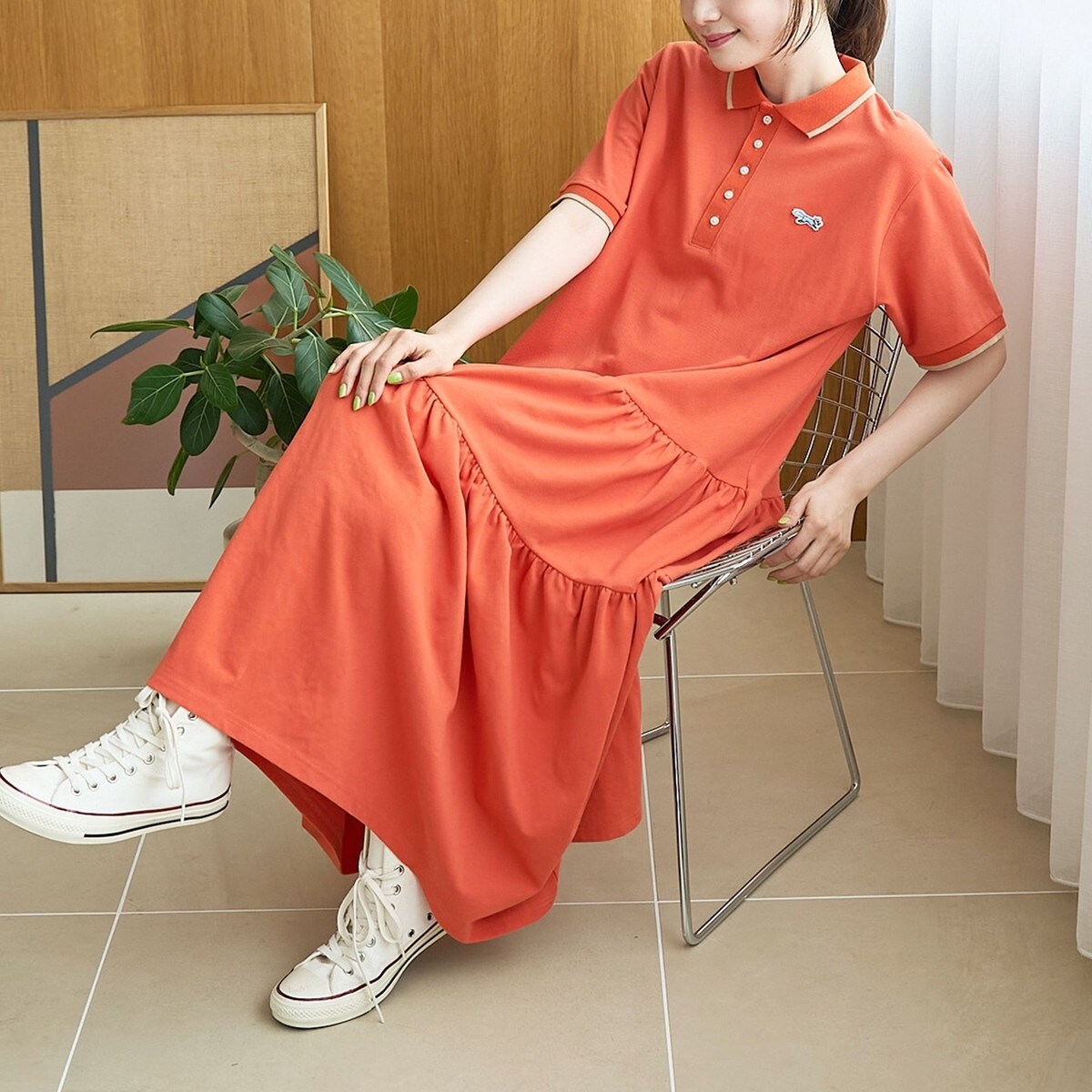 Penneys（ぺニーズ）別注】配色ライン ティアードポロ襟ワンピース