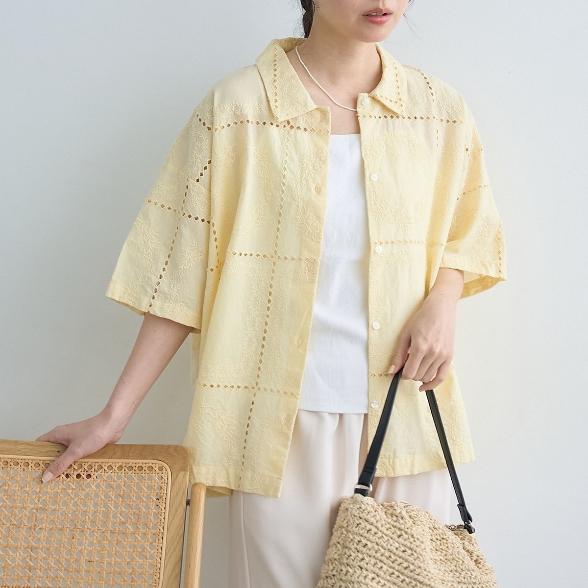 パッチワーク風フラワー刺繍半袖シャツ | コーエン(coen) | マルイ