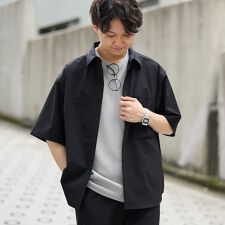 シャツブラウス メンズ クロップドシャツ シアークロップドシャツ 