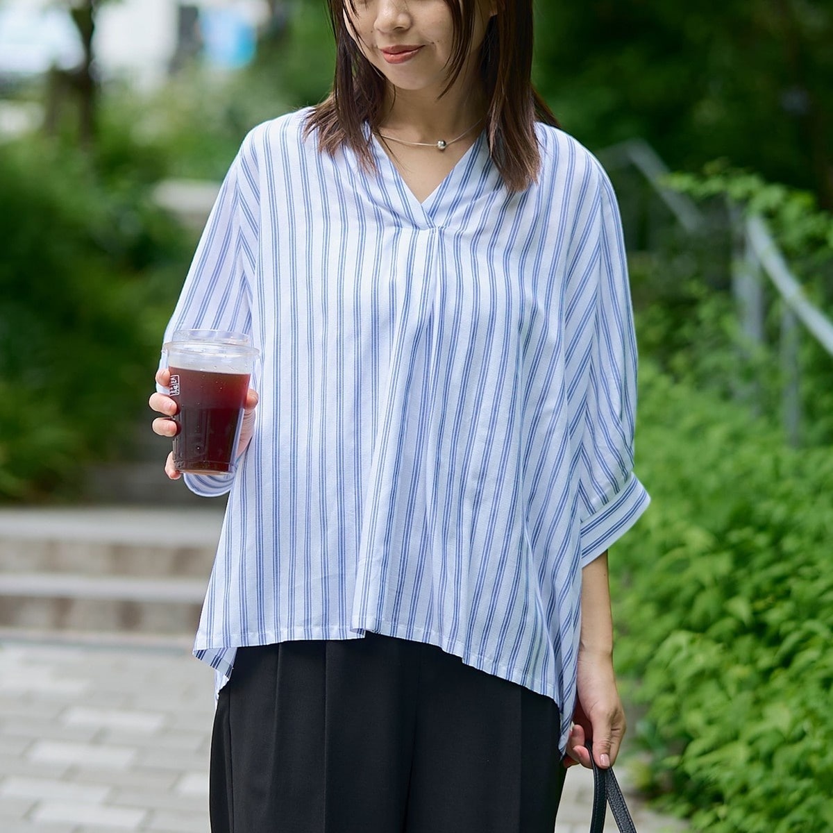 ♡かっぱのオーコ様ご確認♡約35cm◦11cmボネ無しお洋服ぴんく系♡ 接触冷感】リラクシースキッパー五分袖ブラウス | コーエン(coen