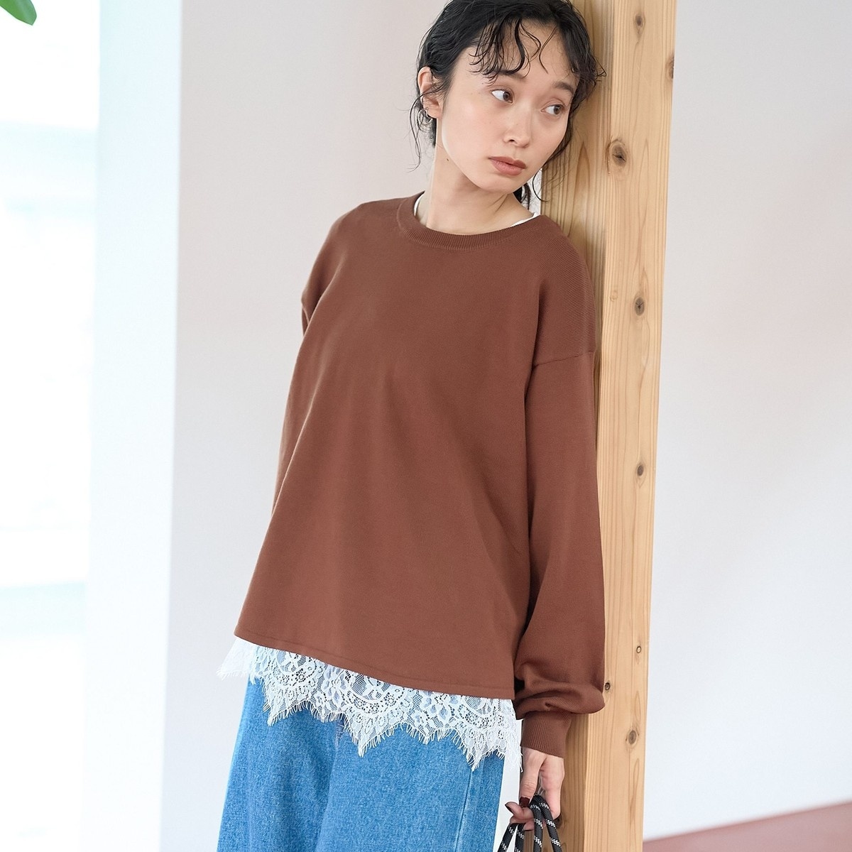 セットアイテム】裾レースレイヤードニットセット（WEB限定カラーあり