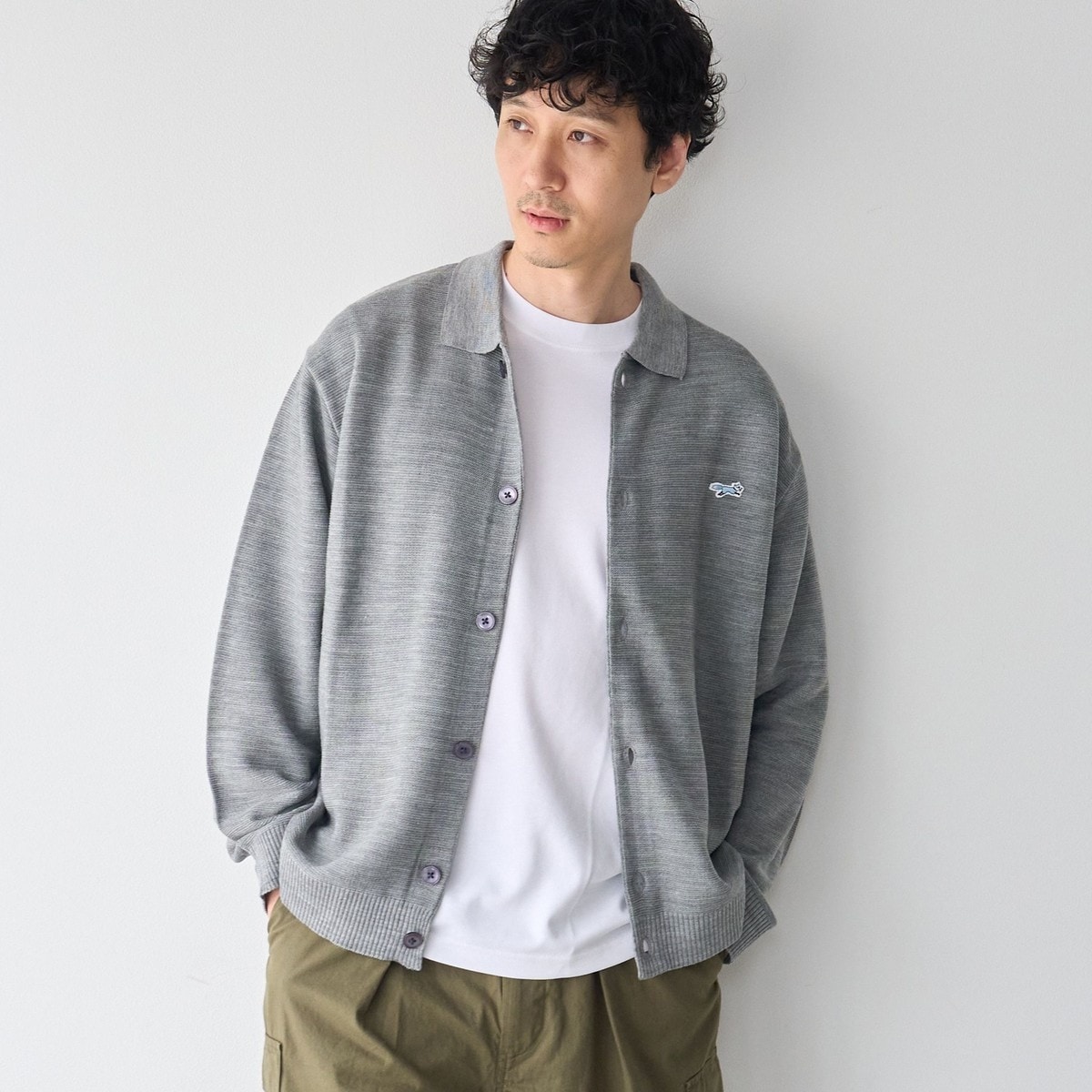 Penneys（ぺニーズ）別注ワンポイントポロ衿ニットカーディガン