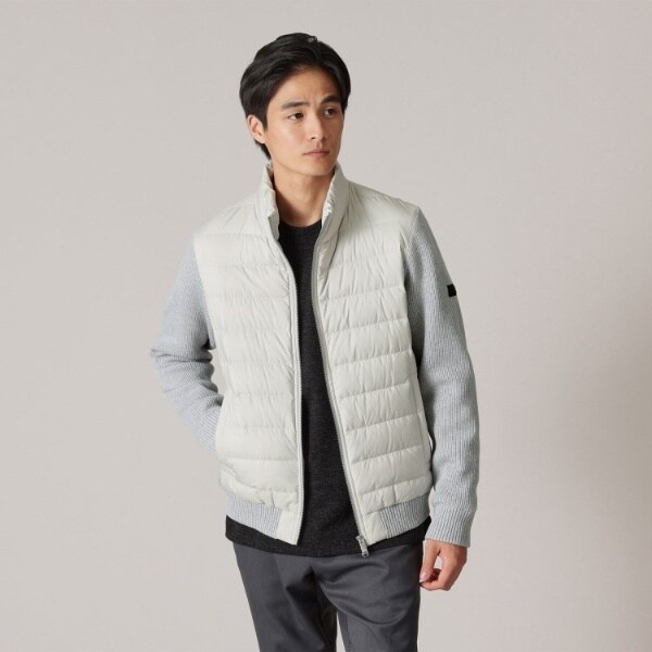 極美品 ヒロコビス ドルマンスリーブ ダウンジャケット グレー ニットコンビ 極美品 ヒロコビス ドルマンスリーブ ダウンジャケット グレー ニット