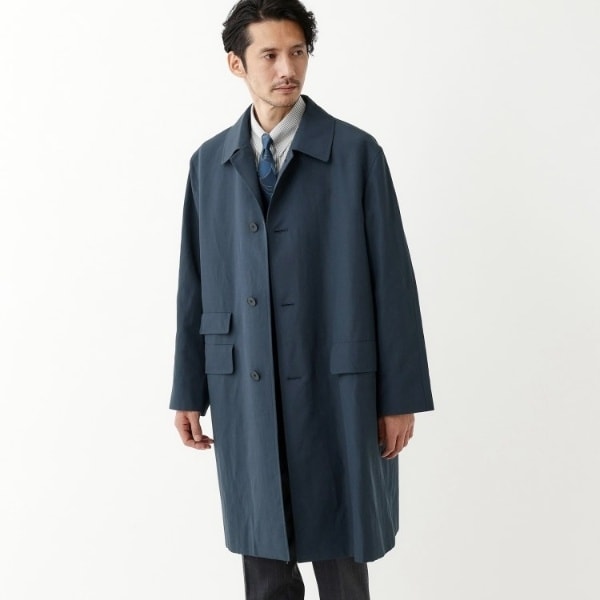 カシミヤ混】ウール スタンドコート チェック紺 | タカキュー(TAKA-Q