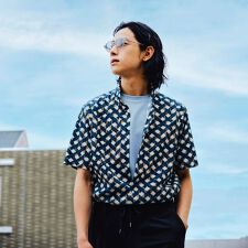 【COOL CITY WEAR】籠目アート柄 サッカーシャツ 通気性