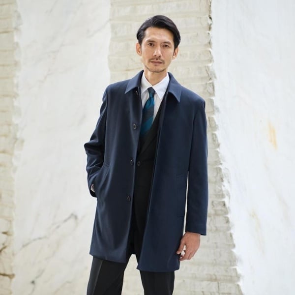 メンズ メランジ ステンカラーコート ダウンライナー付き】メランジ ステンカラー コート | タケオキクチ