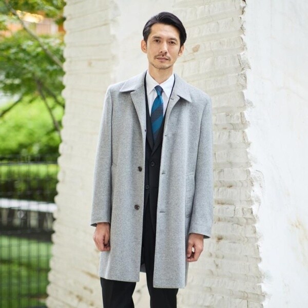 ウールカシミヤブレンド】ビーバー調 スタンドカラー コート