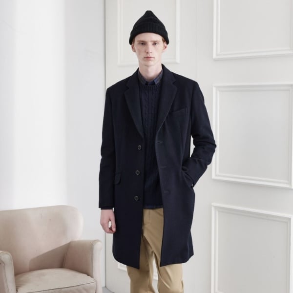 ビッグスケールクレストブリッジチェックカジュアルチェスターコート