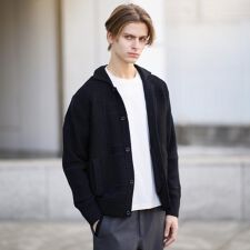 畦編みチェック ニットカーディガン