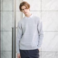 畦編みチェック プルオーバーニット