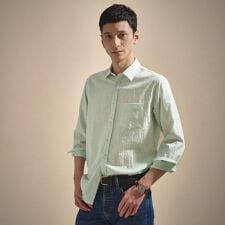 播州 ドビーストライプ フラワーシャツ