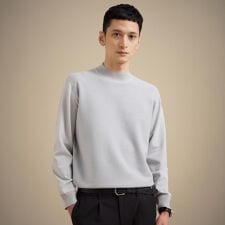 モックネック 鹿の子 ニット プルオーバー