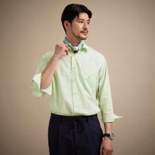 ハイブリッド リネン 七分袖シャツ