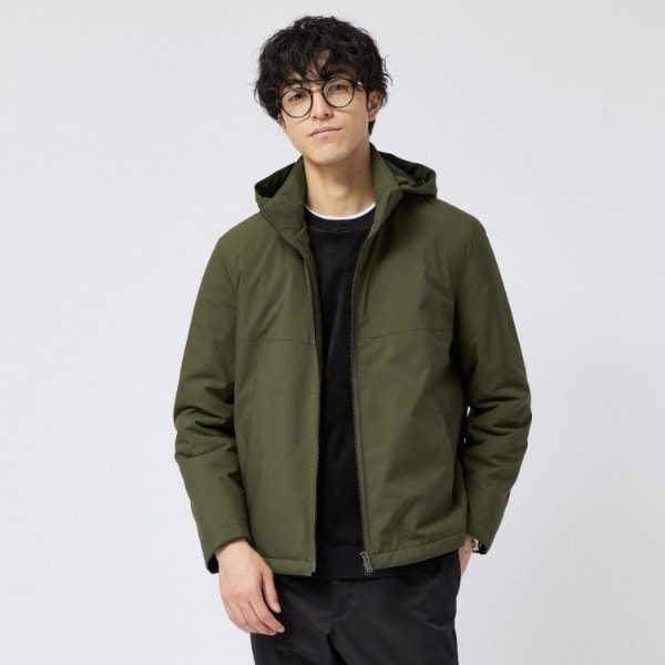 パディングショートブルゾン　カーキ マイクロリップボンディング ショートブルゾン | タケオキクチ(TAKEO