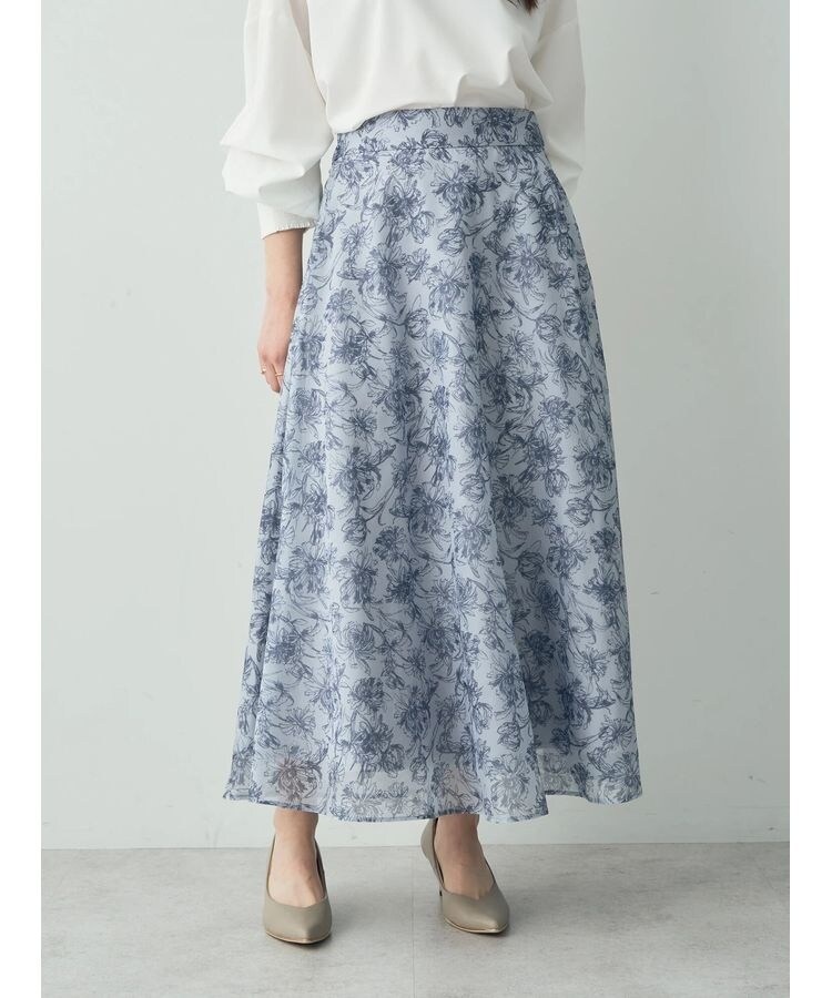 スカート ラインフラワーフレアースカート