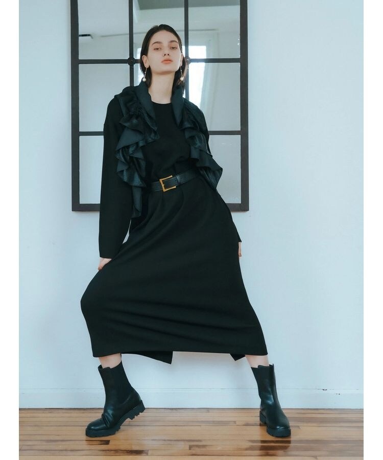 アダムエロペ アートプリントシャツワンピース ブラック 美品】23-24AW