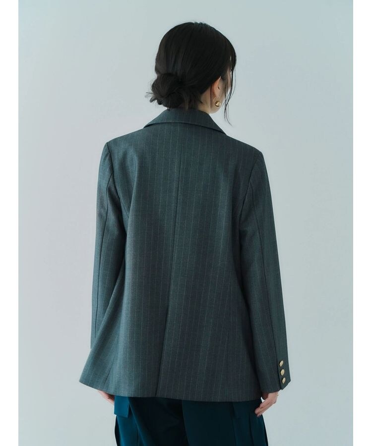 YECCA VECCA イェッカ ヴェッカ マスタードカーキテーラードジャケット CLASSY.掲載】ストライプ柄金釦テーラードジャケット/YECCA