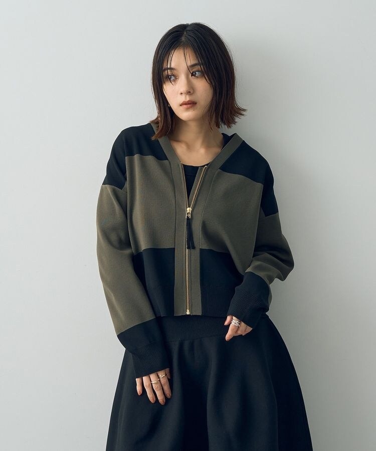 配色ZIP Vネックカーディガン | イェッカ ヴェッカ(YECCA VECCA