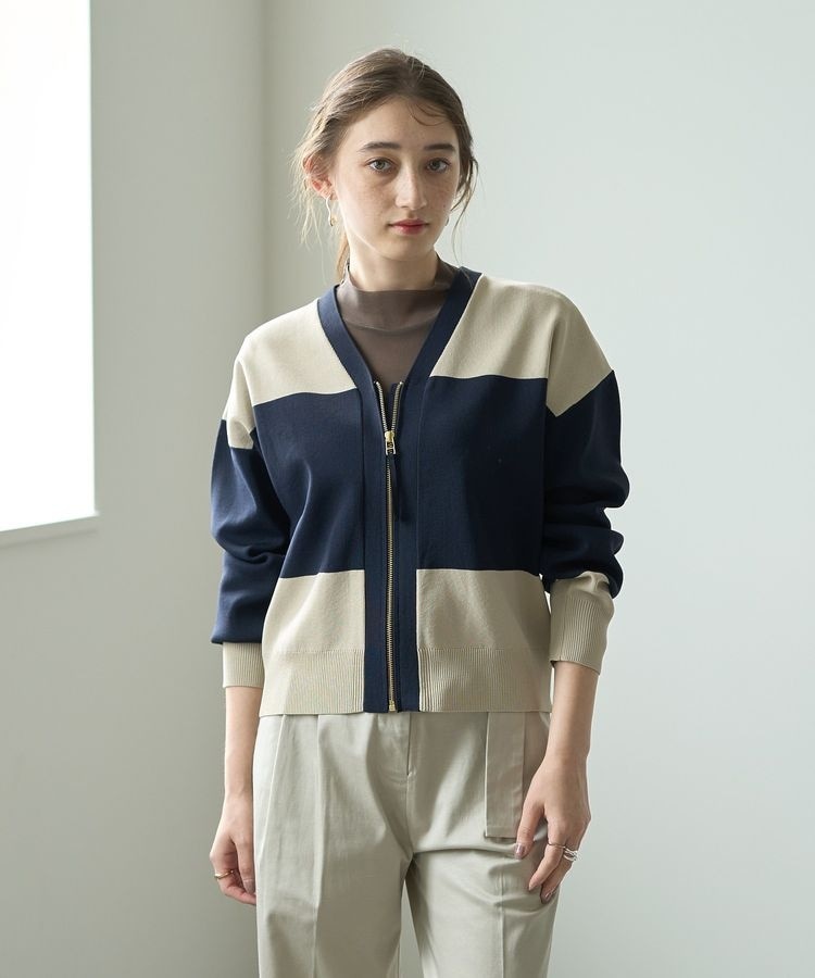 配色ZIP Vネックカーディガン | イェッカ ヴェッカ(YECCA VECCA