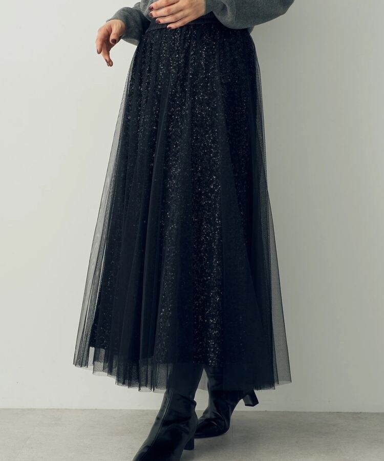 【新品・未使用】YECCA VECCA スパンコール×チュールスカート イェッカ スパンコール×チュールスカート | イェッカ ヴェッカ(YECCA VECCA