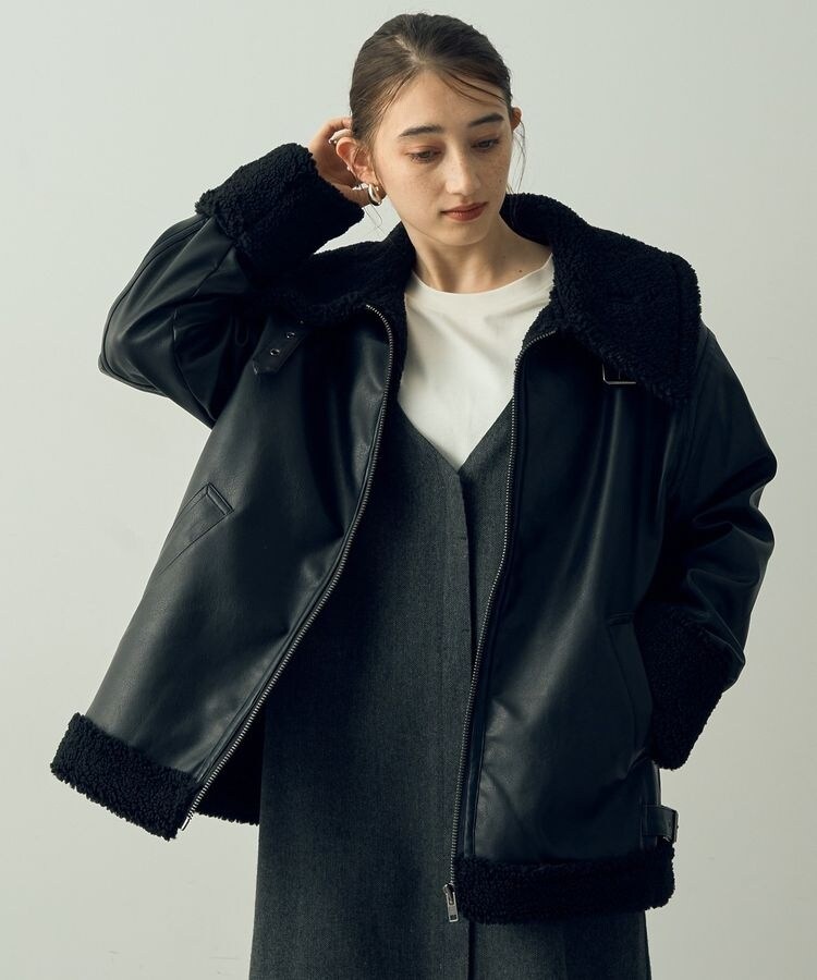 ★ JEANASIS ボア フェイク レザージャケット 楽天市場】裏ボア ジャケット フェイク レザージャケット