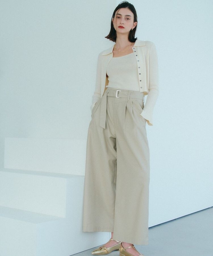ハイウエストベルトデザインタックワイドパンツ | イェッカ