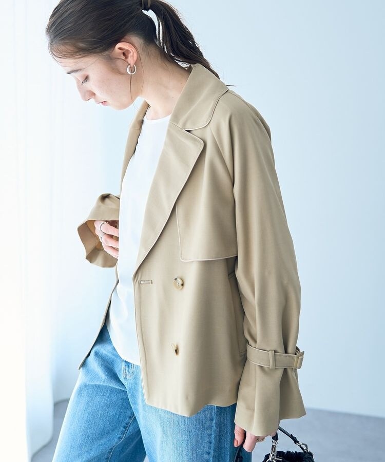 美品　イェッカ ヴェッカ YECCA VECCA トレンチコート　グレーベージュ 異素材MIXトレンチコート/YECCA VECCA（イェッカ ヴェッカ）の